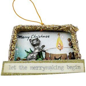 Handmade Winter Wonderland Cat Winter Scene Matchbox Ornament Christmas